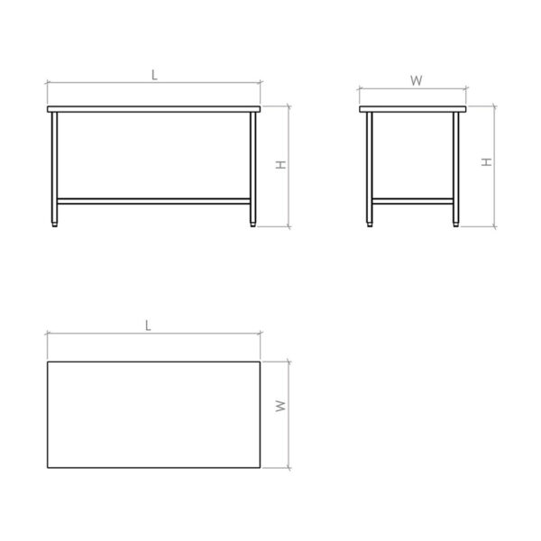 Central Work Table without under shelf