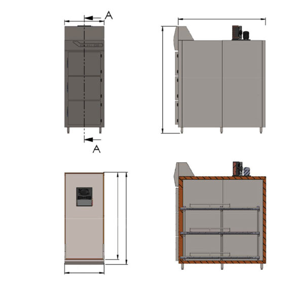 Upright mortuary refrigerator - ONE RANGE